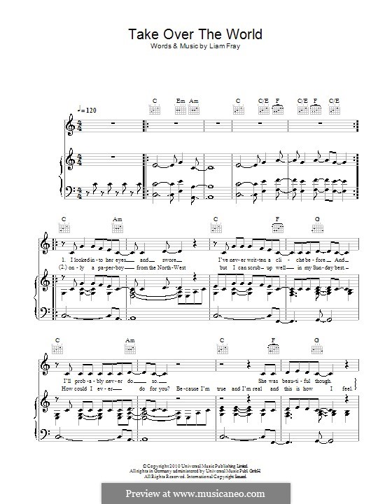 Take Over the World (The Courteeners): Für Stimme und Klavier (oder Gitarre) by Liam Fray