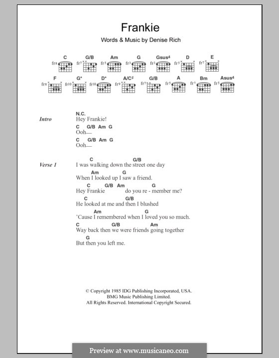 Frankie (Sister Sledge): Texte und Akkorde by Denise Rich