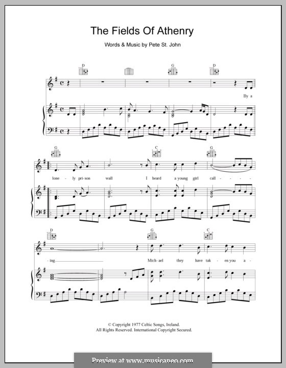 The Fields of Athenry: Für Stimme und Klavier (oder Gitarre) by Pete St. John