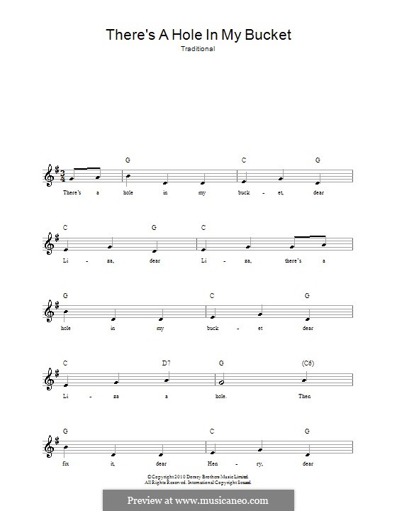 There's a Hole in My Bucket von folklore Noten auf MusicaNeo