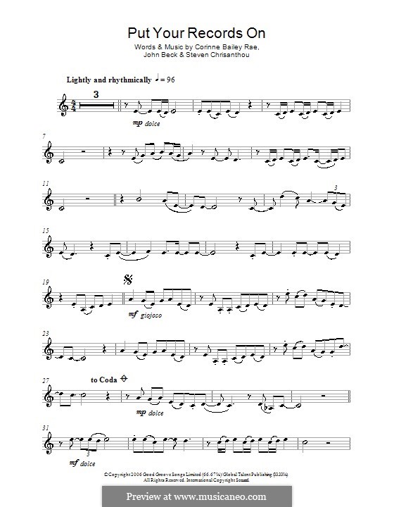 Put Your Records on (Corinne Bailey Rae): Für Klarinette by John Beck, Steven Chrisanthou