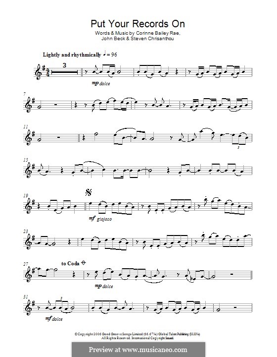 Put Your Records on (Corinne Bailey Rae): Für Altsaxophon by John Beck, Steven Chrisanthou