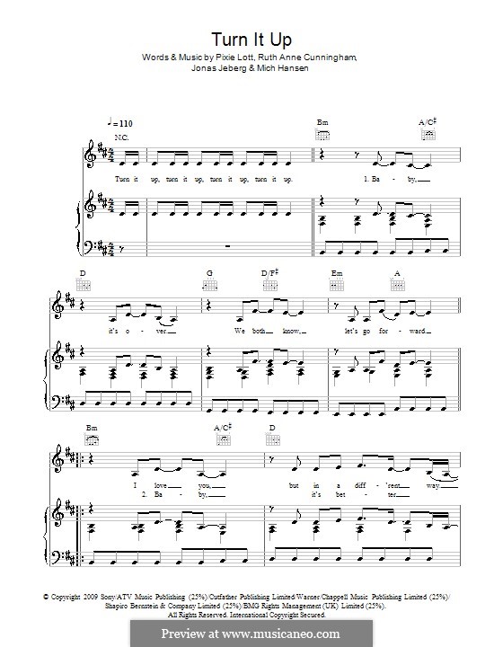 Turn It Up: Für Stimme und Klavier (oder Gitarre) by Jonas Jeberg, Mich Hansen, Pixie Lott, Ruth Anne Cunningham