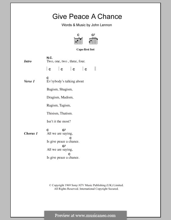 Give Peace a Chance: Text und Akkorde by John Lennon