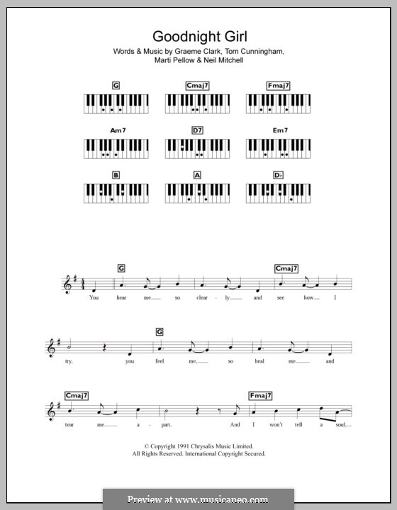 Goodnight Girl (Wet Wet Wet): Für Keyboard by Graeme Clark, Tom Cunningham, Marti Pellow, Neil Mitchell
