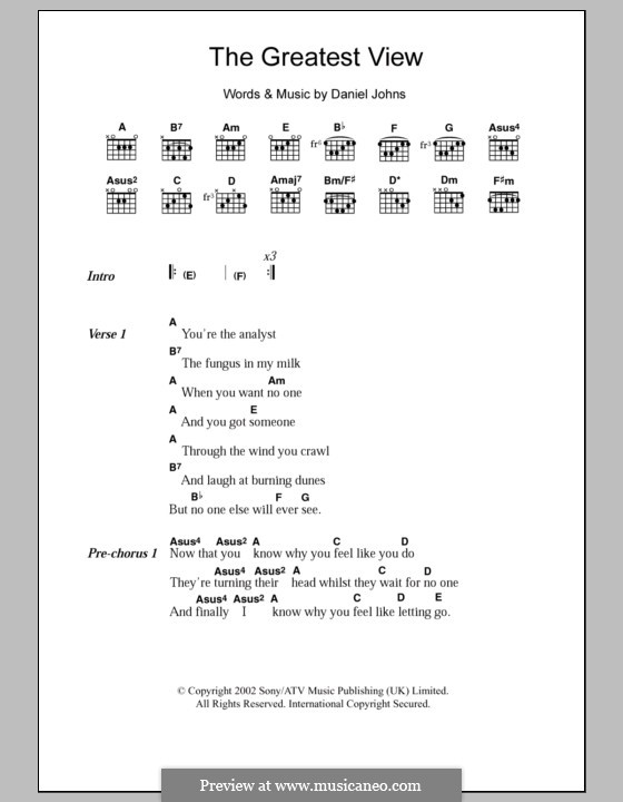 The Greatest View (Silverchair): Text und Akkorde by Daniel Johns