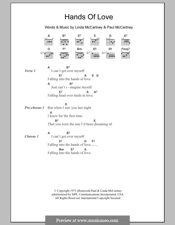 Hands of Love: Text und Akkorde by Linda McCartney, Paul McCartney
