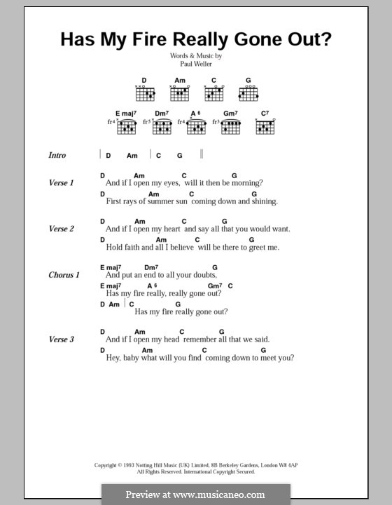 Has My Fire Really Gone Out?: Text und Akkorde by Paul Weller