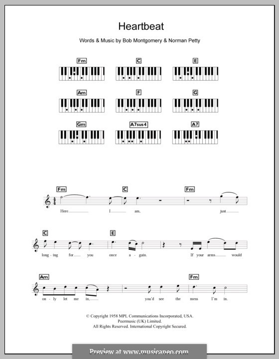 Heartbeat (Buddy Holly): Für Keyboard by Bob Montgomery, Norman Petty