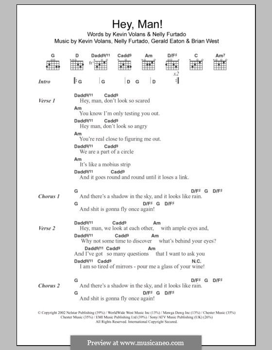 Hey, Man!: Text und Akkorde by Brian West, Gerald Eaton, Kevin Volans, Nelly Furtado