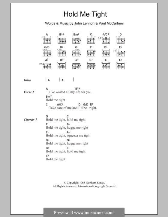 Hold Me Tight (The Beatles): Text und Akkorde by John Lennon, Paul McCartney