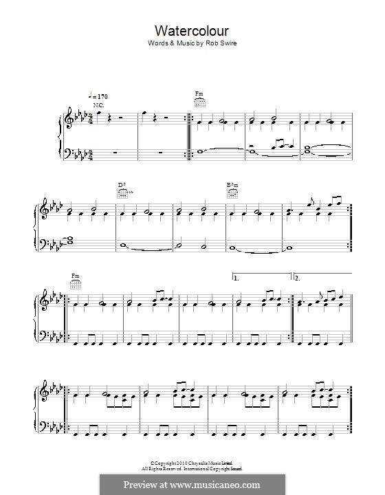 Watercolour (Pendulum): Für Stimme und Klavier (oder Gitarre) by Rob Swire