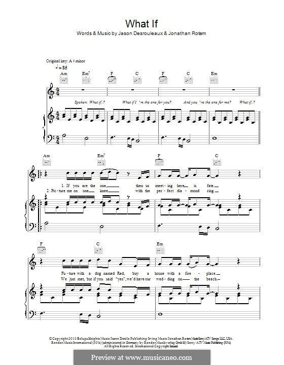 What If (Jason Derülo): Für Stimme und Klavier (oder Gitarre) by Jason Desrouleaux, Jonathan Rotem