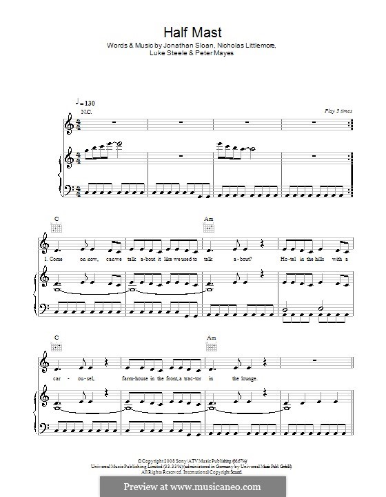 Half Mast (Empire of the Sun): Für Stimme und Klavier (oder Gitarre) by Jonathan Sloan, Luke Steele, Nicholas Littlemore, Peter Mayes
