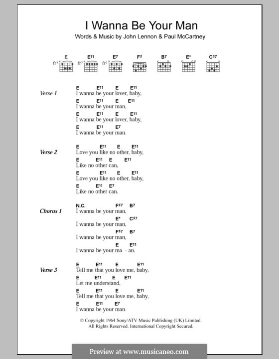 I Wanna Be Your Man (The Beatles): Text und Akkorde by John Lennon, Paul McCartney