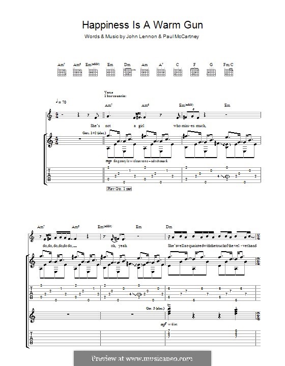Happiness is a Warm Gun (The Beatles): Für Gitarre mit Tabulatur by John Lennon, Paul McCartney