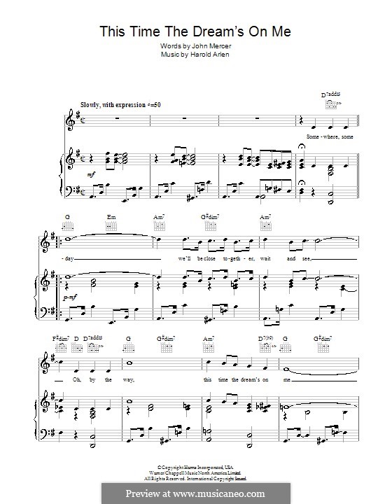 This Time the Dream's on Me (Tony Bennett): Für Stimme und Klavier (oder Gitarre) by Harold Arlen