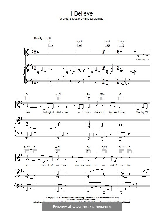 I Believe: Für Stimme und Klavier (oder Gitarre) by Eric Levisalles