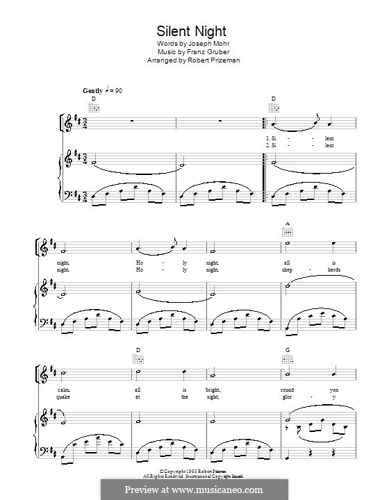 Vocal version: Für Stimme und Klavier oder Gitarre (D-Dur) by Franz Xaver Gruber