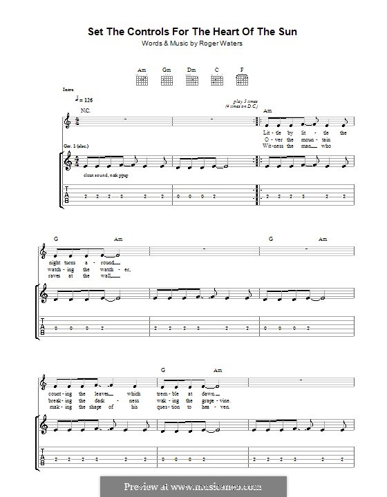 Set the Controls for the Heart of the Sun (Pink Floyd): Für Gitarre mit Tab by Roger Waters