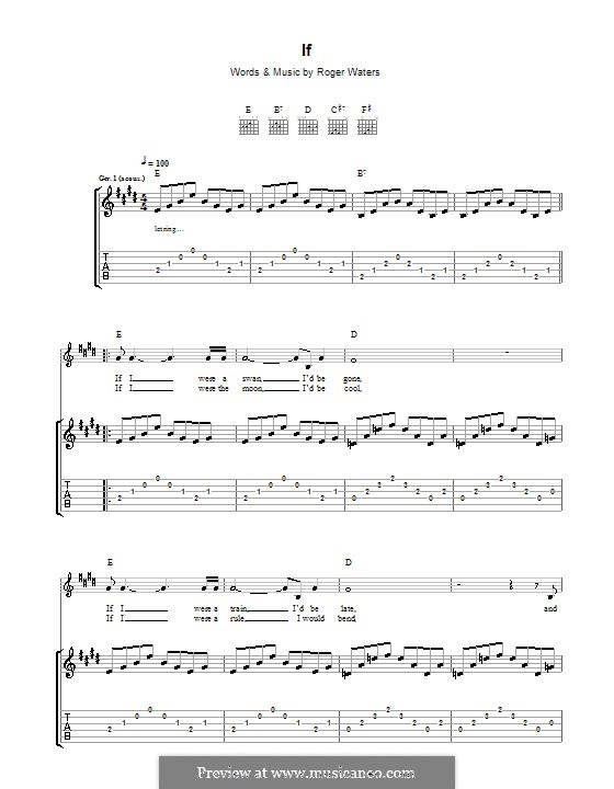 If (Pink Floyd): Für Gitarre mit Tab by Roger Waters