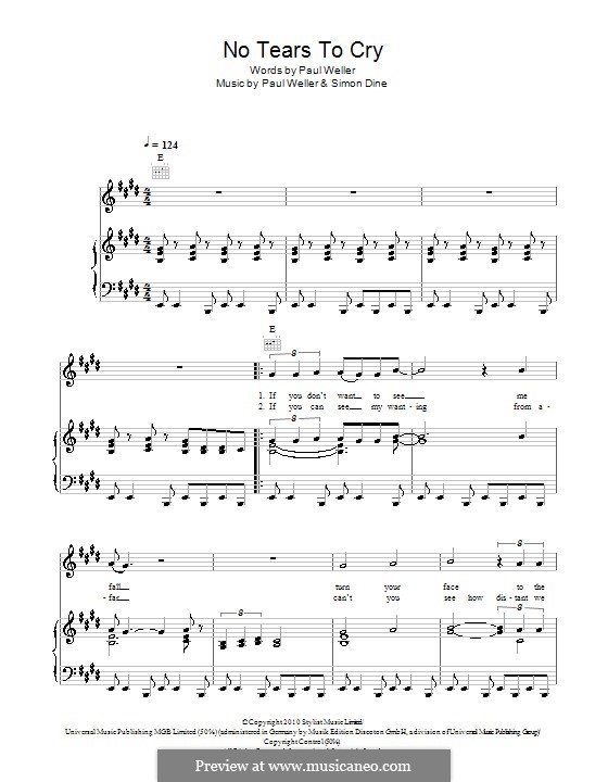 No Tears to Cry: Für Stimme und Klavier (oder Gitarre) by Paul Weller, Simon Dine