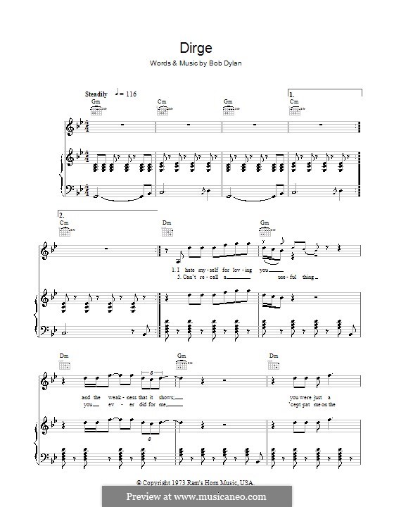 Dirge: Für Stimme und Klavier (oder Gitarre) by Bob Dylan