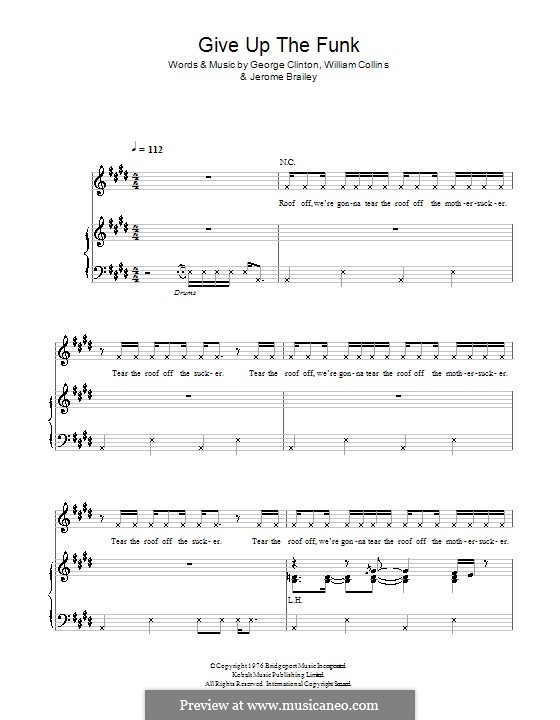 Give Up the Funk (Glee Cast): Für Stimme und Klavier (oder Gitarre) by William Collins, George Clinton, Jerome Brailey