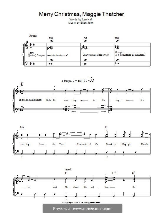Merry Christmas Maggie Thatcher: Einfache Noten für Klavier by Elton John