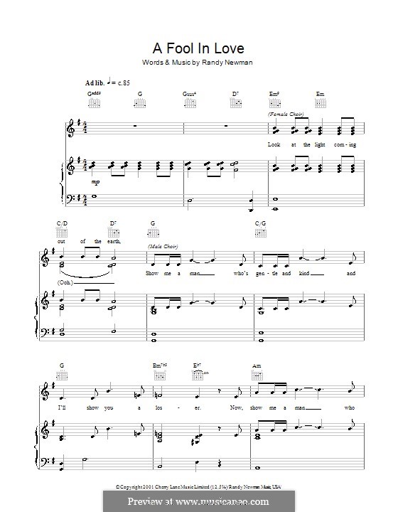 A Fool in Love: Für Stimme und Klavier (oder Gitarre) by Randy Newman
