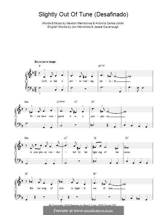 Desafinado (Slightly Out of Tune): Für Klavier, leicht by Antonio Carlos Jobim