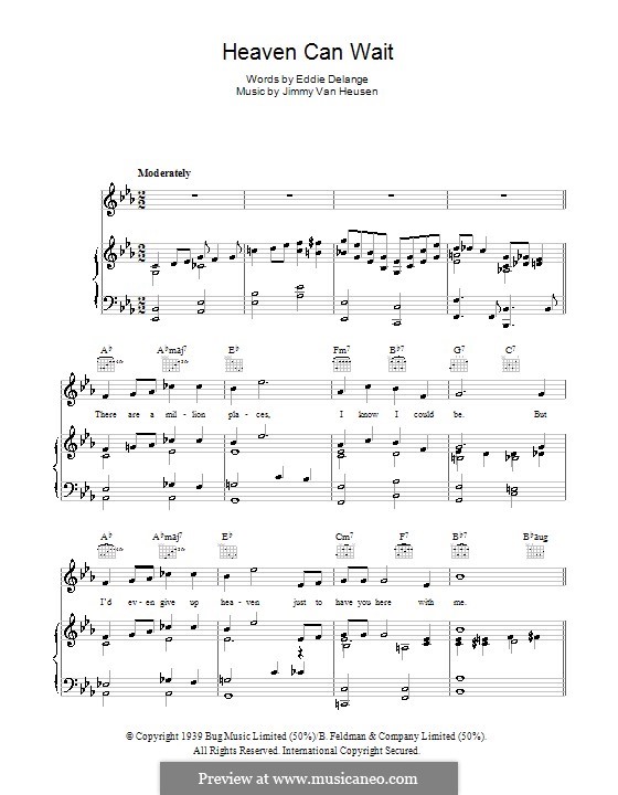 Heaven Can Wait (Glen Miller): Für Stimme und Klavier (oder Gitarre) by Jimmy Van Heusen