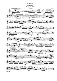 Partita für Flöte in a-Moll, BWV 1013: Sarabande und Bourrée anglaise by Johann Sebastian Bach