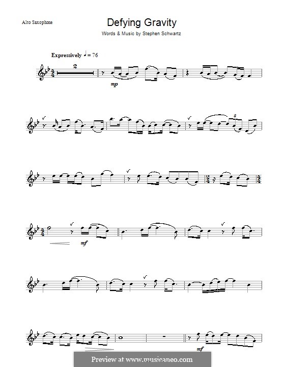 Defying Gravity (from the Broadway Musical Wicked): Für Altsaxophon by Stephen Schwartz
