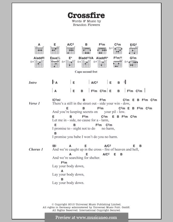 Crossfire: Text und Akkorde by Brandon Flowers