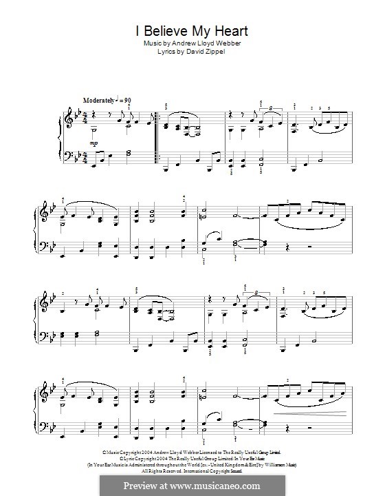 I Believe My Heart: Einfache Noten für Klavier by Andrew Lloyd Webber