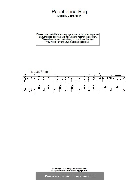 Peacherine Rag: Für Klavier, leicht by Scott Joplin