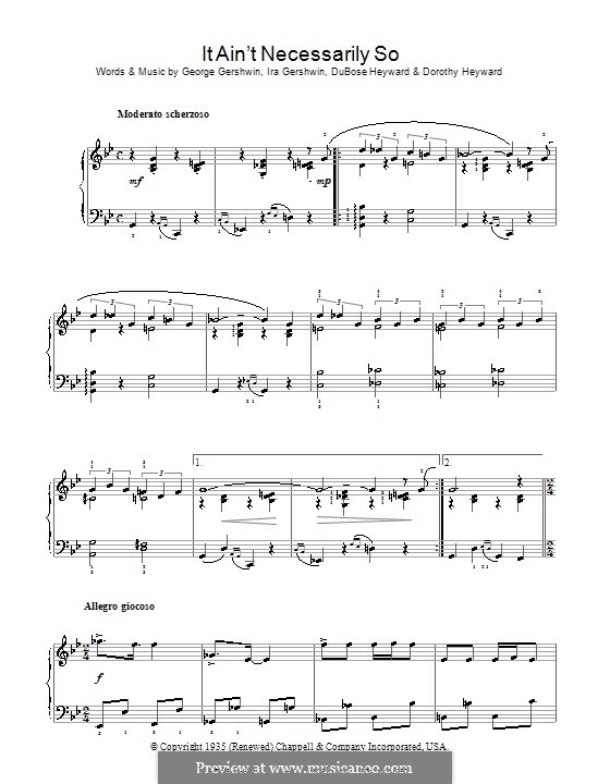 It ain't Necessarily So: Für Klavier, leicht by George Gershwin