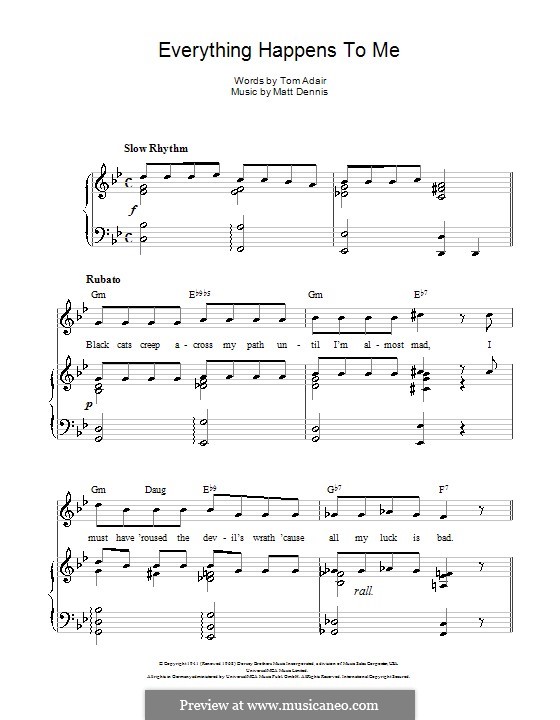 Everything Happens to Me (Frank Sinatra): Für Stimme und Klavier (oder Gitarre) by Matt Dennis