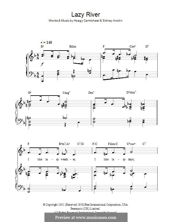 Lazy River (Bobby Darin): Für Stimme und Klavier (oder Gitarre) by Hoagy Carmichael, Sidney Arodin