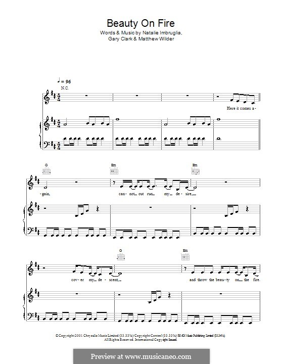 Beauty on the Fire: Für Stimme und Klavier (oder Gitarre) by Gary Clark, Matthew Wilder, Natalie Imbruglia