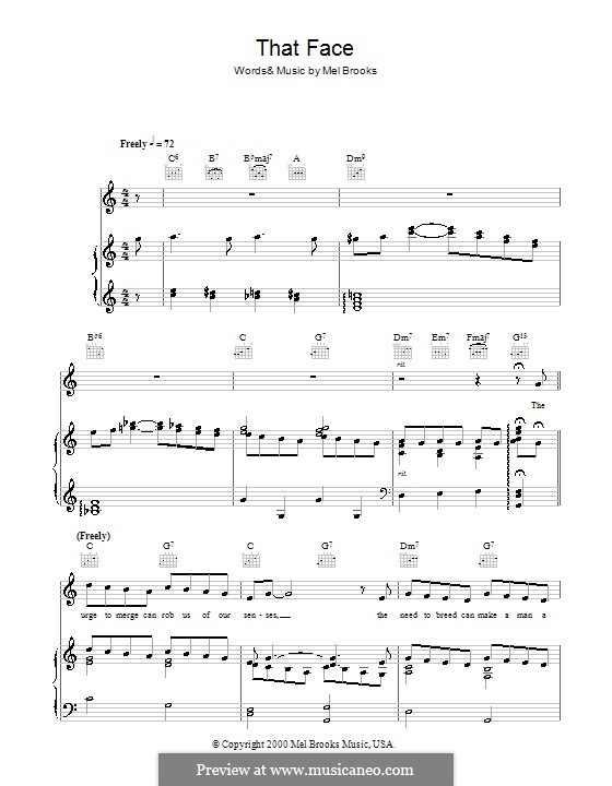 That Face: Für Stimme und Klavier (oder Gitarre) by Mel Brooks