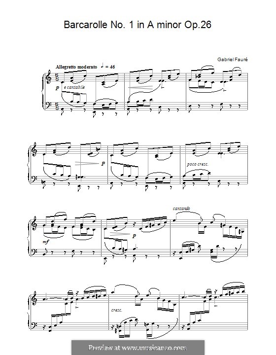 Barcarolle Nr.1 in a-Moll, Op.26: Für Klavier by Gabriel Fauré