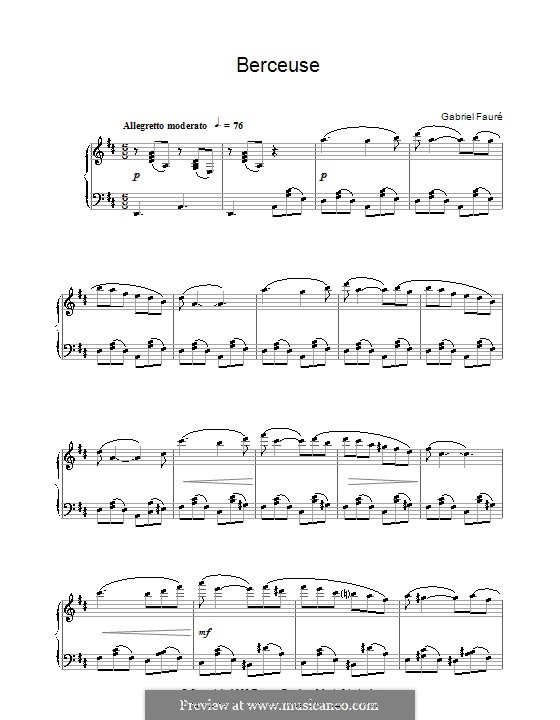 Dolly Suite, Op.56: No.1 Berceuse, for piano by Gabriel Fauré