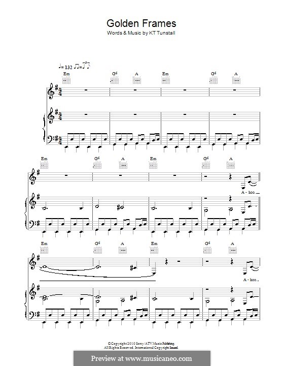 Golden Frames: Für Stimme und Klavier (oder Gitarre) by KT Tunstall