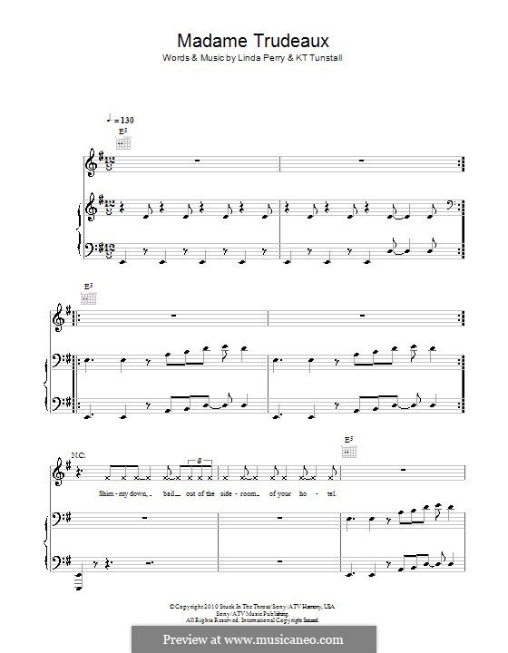 Madame Trudeaux: Für Stimme und Klavier (oder Gitarre) by KT Tunstall, Linda Perry