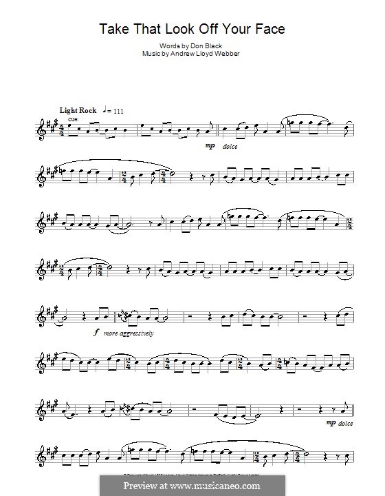 Take That Look Off Your Face: Für Altsaxophon by Andrew Lloyd Webber