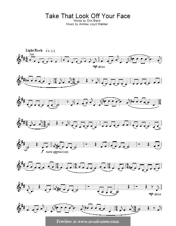 Take That Look Off Your Face: Für Klarinette by Andrew Lloyd Webber