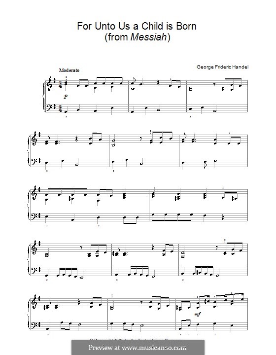 N.12 Uns ist zum Heil ein Kind geboren: Für Klavier by Georg Friedrich Händel
