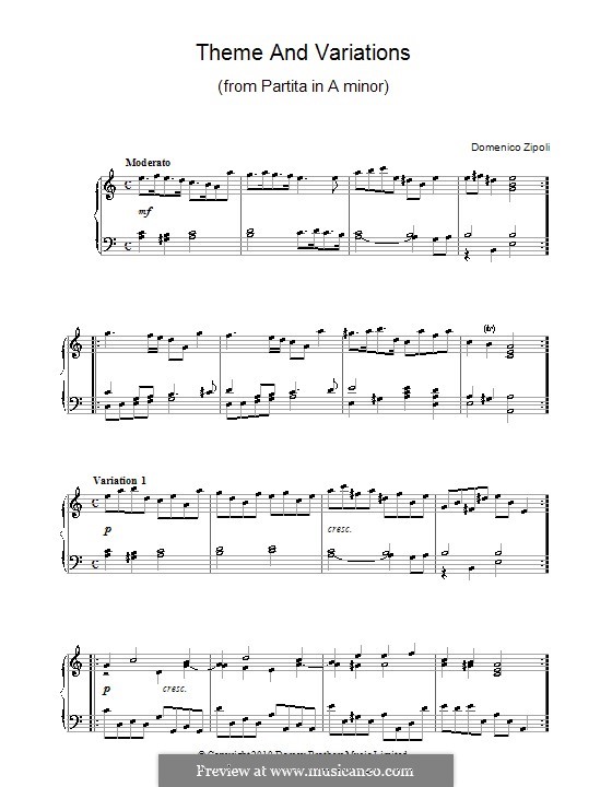 Theme and Variations from Partita in A Minor: Theme and Variations from Partita in A Minor by Domenico Zipoli
